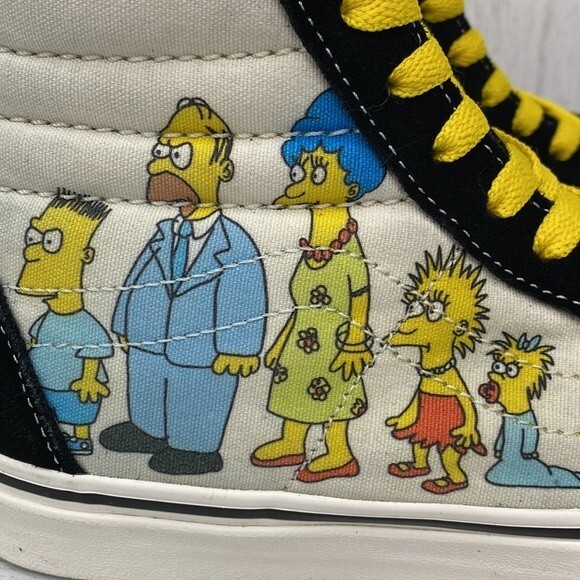 Vans x Simpsons SK8-HI Black and Yellow Shoes Sneakers in Womens Size 7 - Picture 4 of 10